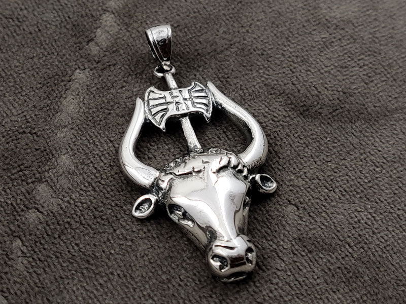 Minotaur Labrys Double Axe Greek Silver Pendant 40x24mm