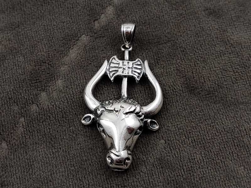 Minotaur Labrys Double Axe Greek Silver Pendant 40x24mm