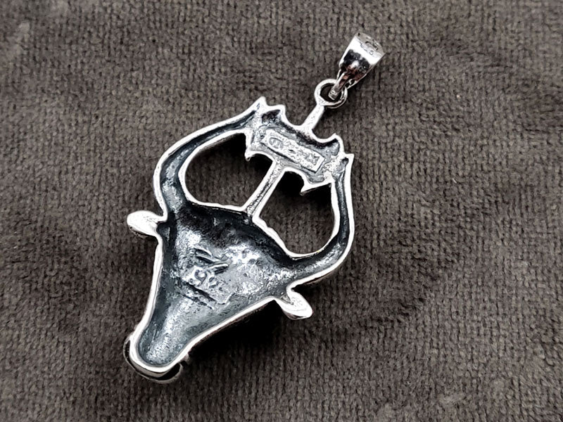 Minotaur Labrys Double Axe Greek Silver Pendant 40x24mm