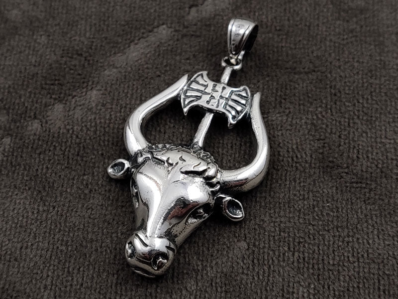 Minotaur Labrys Double Axe Greek Silver Pendant 40x24mm