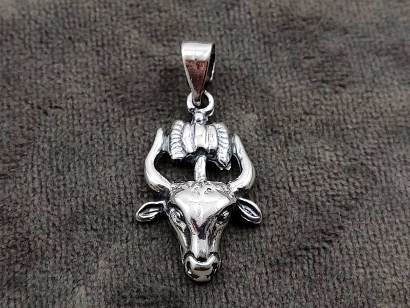 Minotaur Double Axe Labrys Greek Silver Pendant 25x14mm