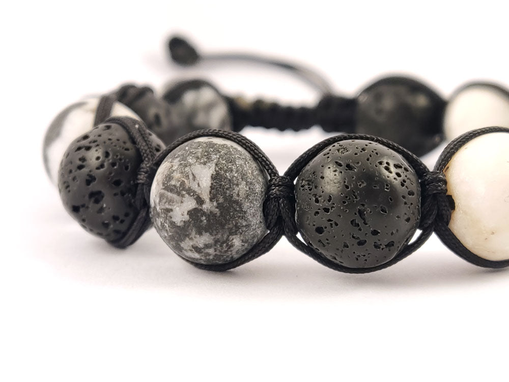 Black and white jasper gemstone bracelet by Sirioti Jewelry