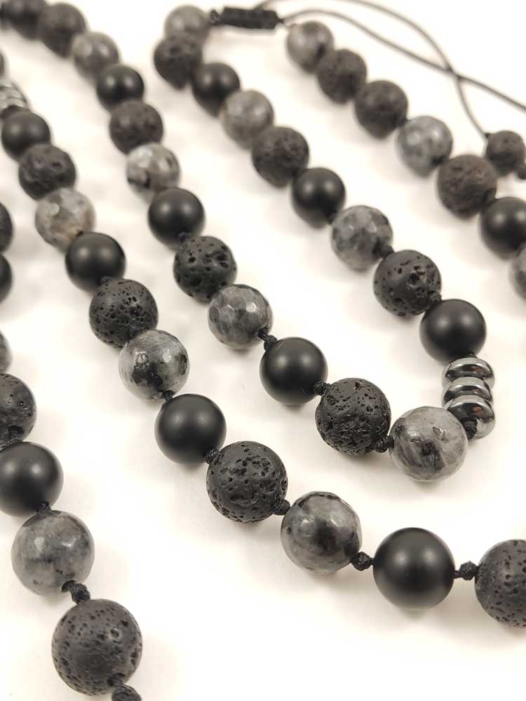 Larvikite Stones, Known for Spiritual Clarity, Enhancing the Beauty of the Rosary Necklace