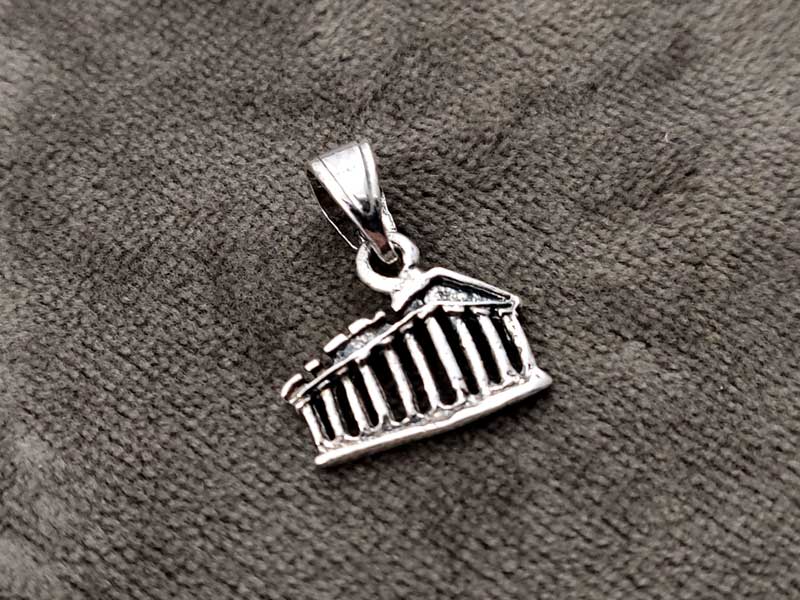 Parthenon Of Athens Greek Silver Pendant 15x10mm