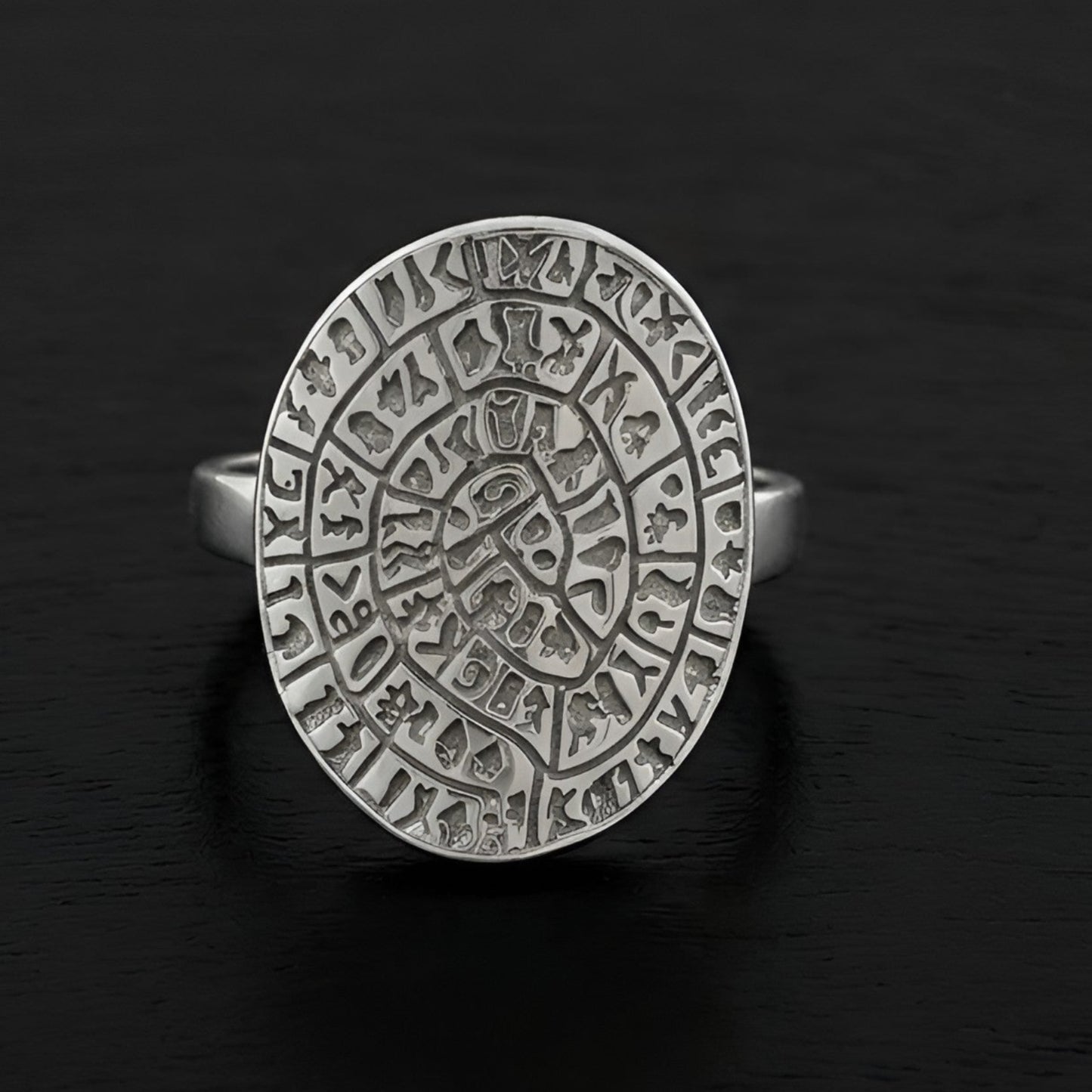 Sterling Silver 925 Phaistos Disc oval ring made in Greece
