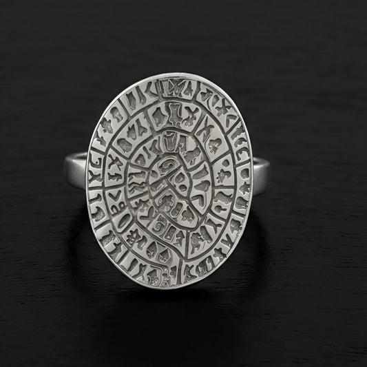 Sterling Silver 925 Phaistos Disc oval ring made in Greece