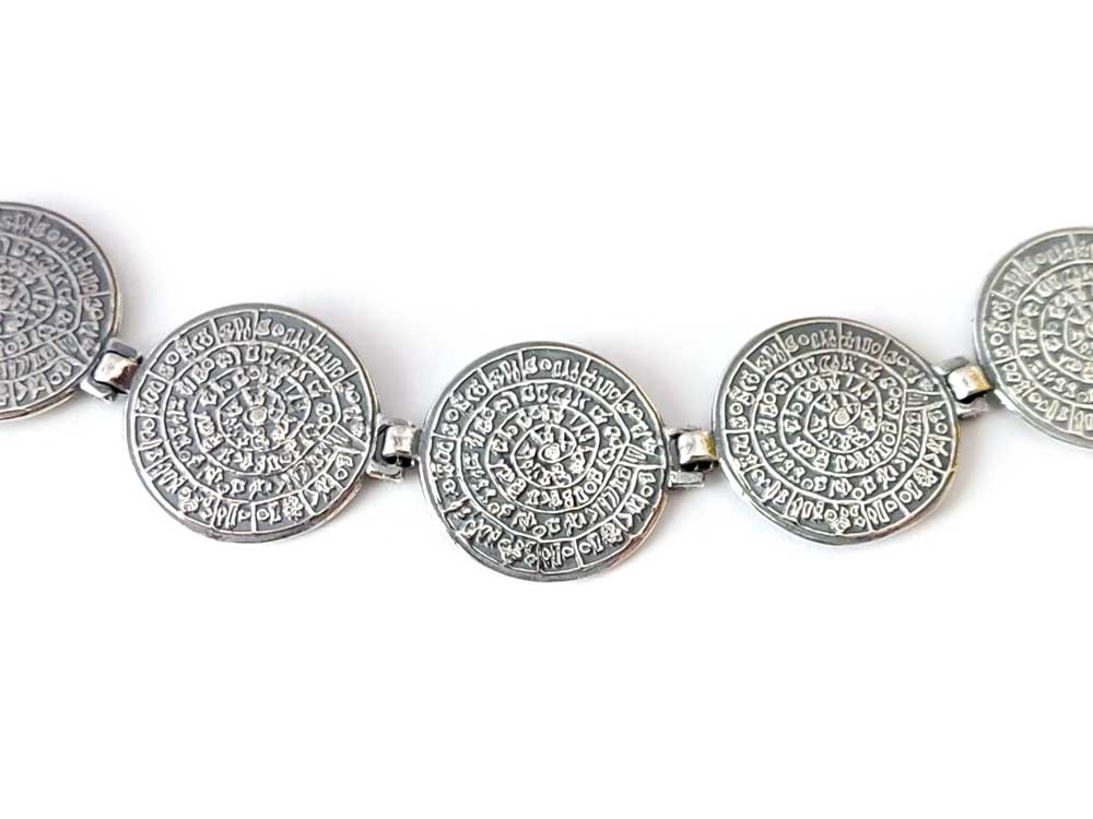 Phaistos Disc Silver Necklace 16mm