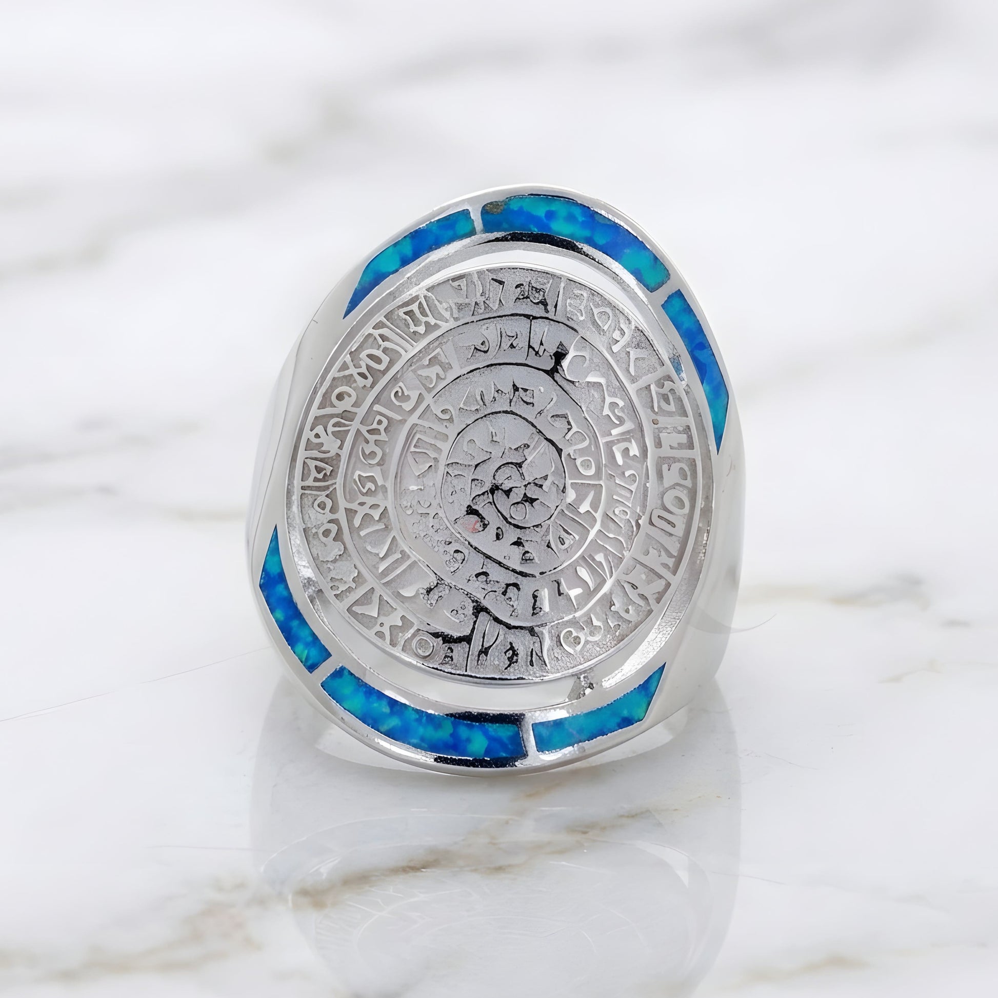 Greek sterling silver 925 ring with blue opal