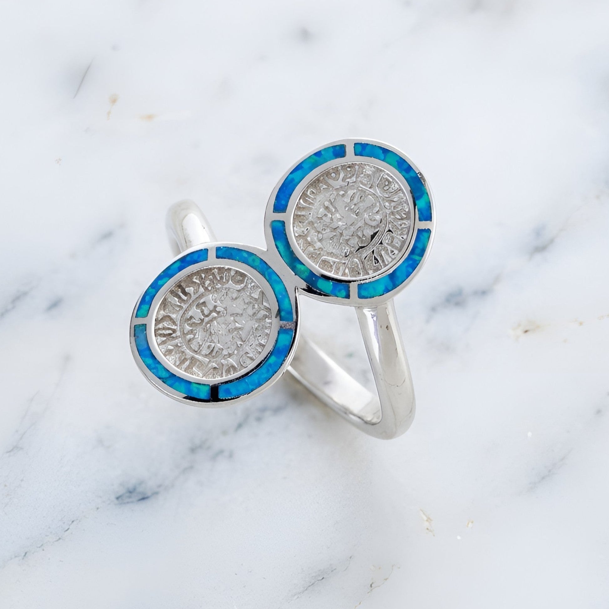 Greek 925 silver ring Double Phaistos Disc design