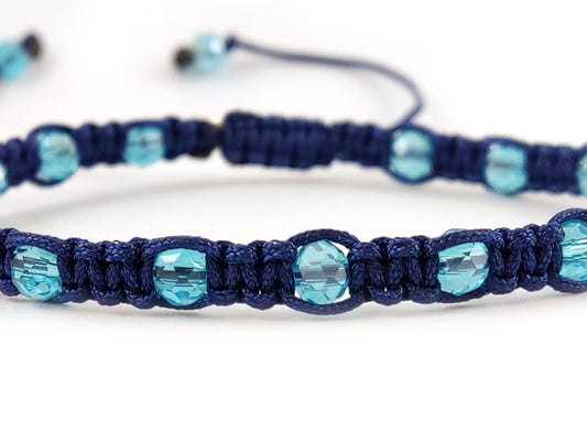 Adjustable macrame bracelet made in Greece with crystal beads