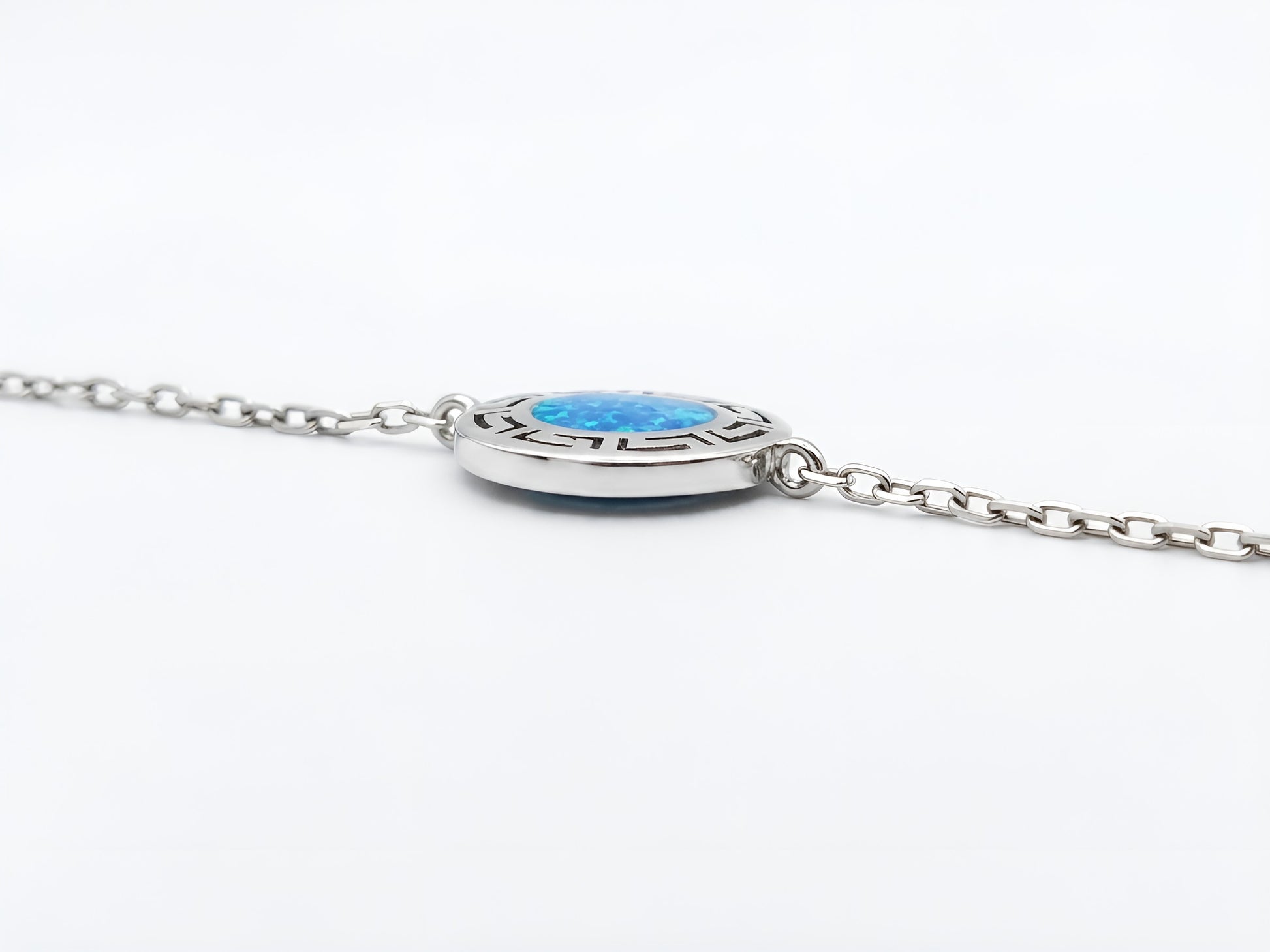 Greek Meander round design bracelet sterling silver 925
