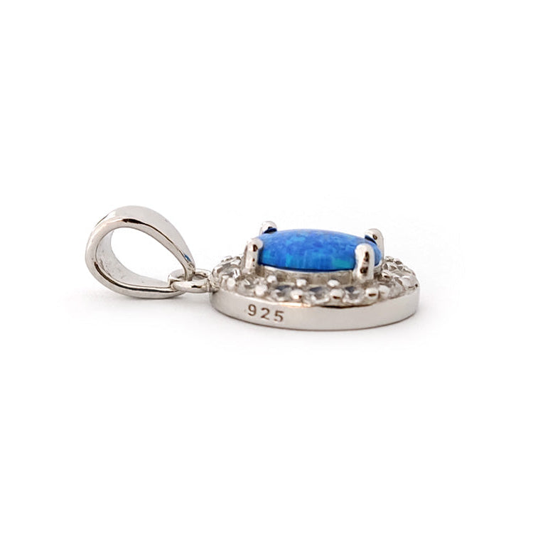 Greek handmade oval blue opal pendant hallmarked 925