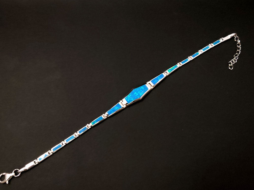 Bracelet progressif en argent et opale bleue