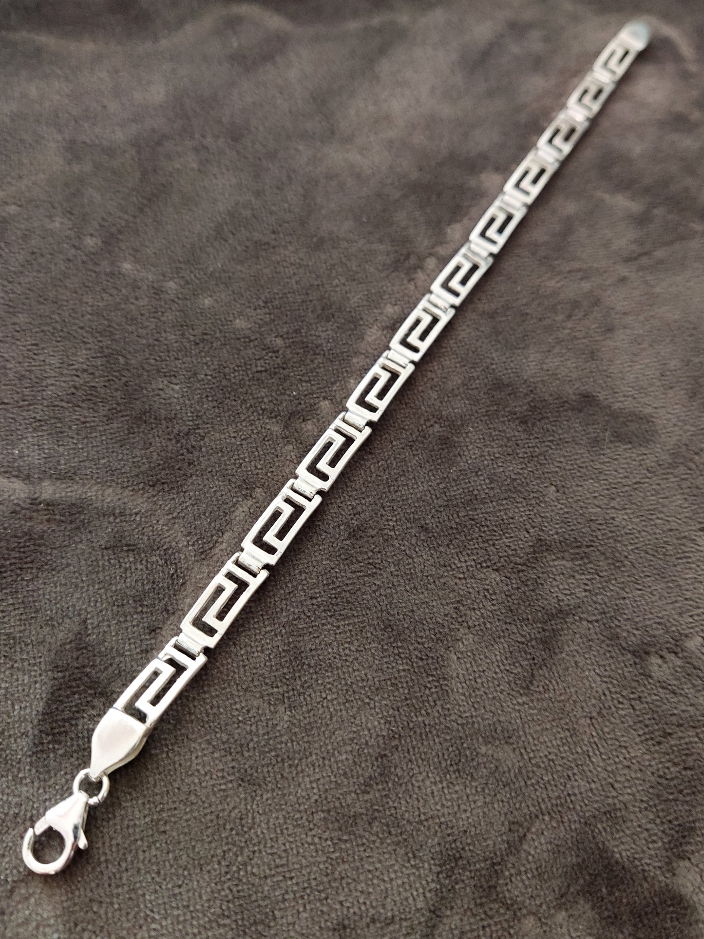 Bracelet clé grecque en argent sterling 925 6 mm