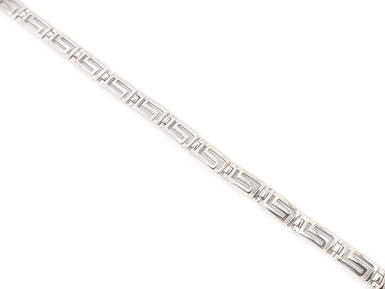 Adjustable sterling silver bracelet with Greek key pattern