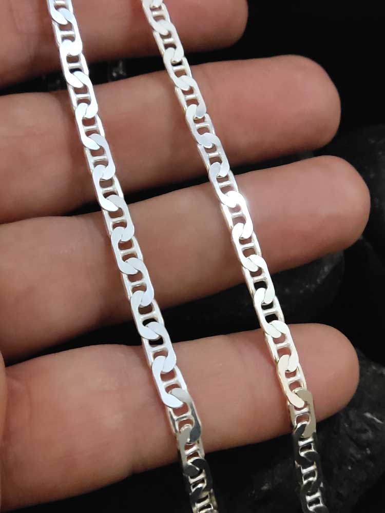 Sterling Silver 925 Theta Greek Chain Necklace Bracelet 5mm