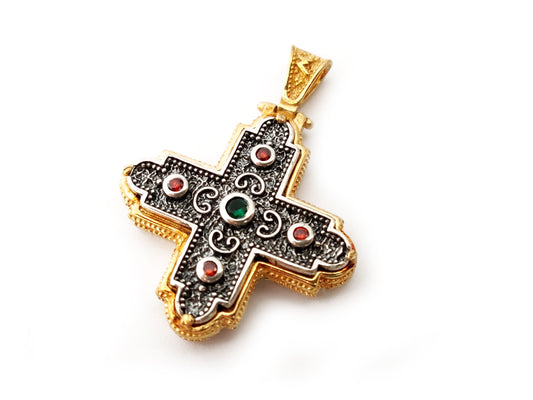Byzantine Greek silver cross made of Sterling Silver 925 in Greece.