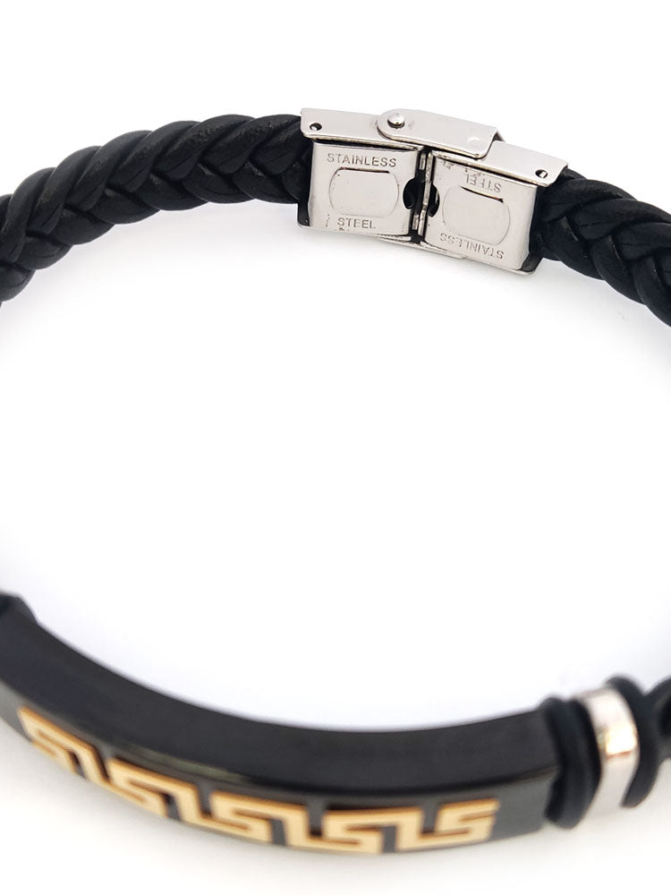 “Luxury Greek Key bracelet gift for men, gold-plated with free worldwide shipping”

