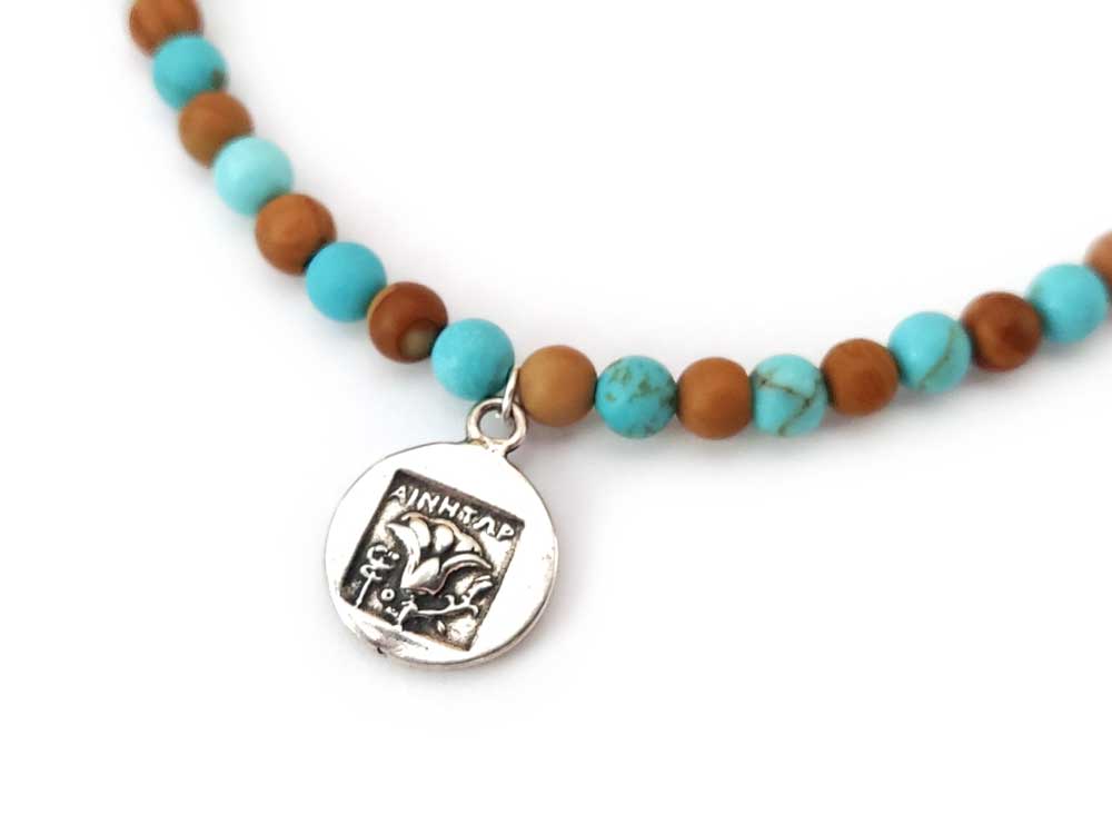 Turquoise - Jasper Stones Necklace & Greek God Apollo Silver Pendant