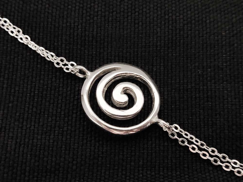 Greek Spiral 19mm Silver Chain Adjustable Bracelet