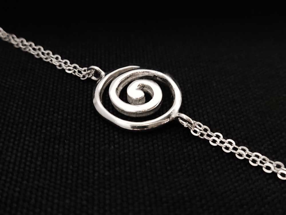 Greek Spiral 19mm Silver Chain Adjustable Bracelet