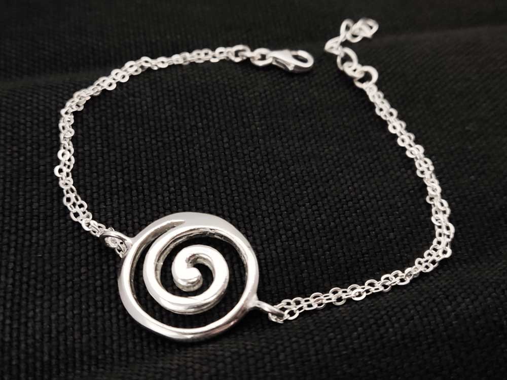 Greek Spiral 19mm Silver Chain Adjustable Bracelet