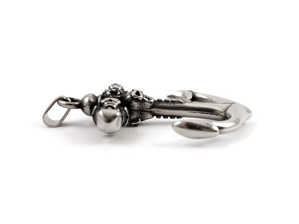 Greek made stainless steel anchor pendant close up