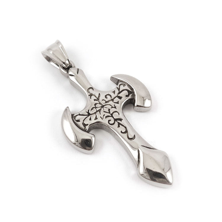 Minimalist stainless steel cross pendant made in Greece