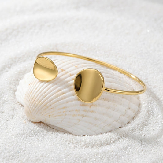 Gold stainless steel cuff bracelet front view