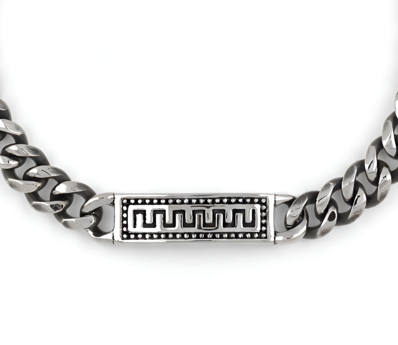 Stainless steel greek key design bracelet from Greece.