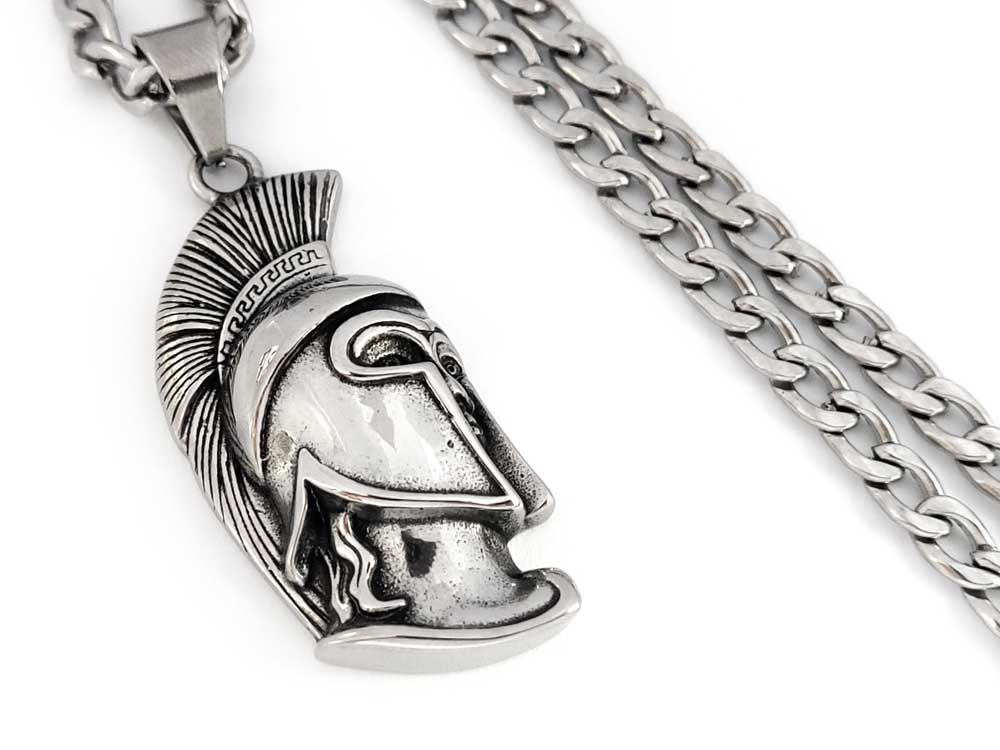 Modern Greek necklace with stainless steel Medusa pendant

