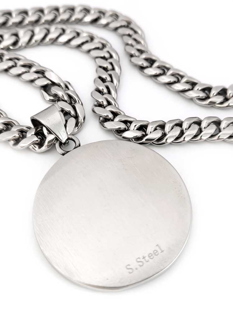 Back view of solid stainless steel Greek pendant made in Greece