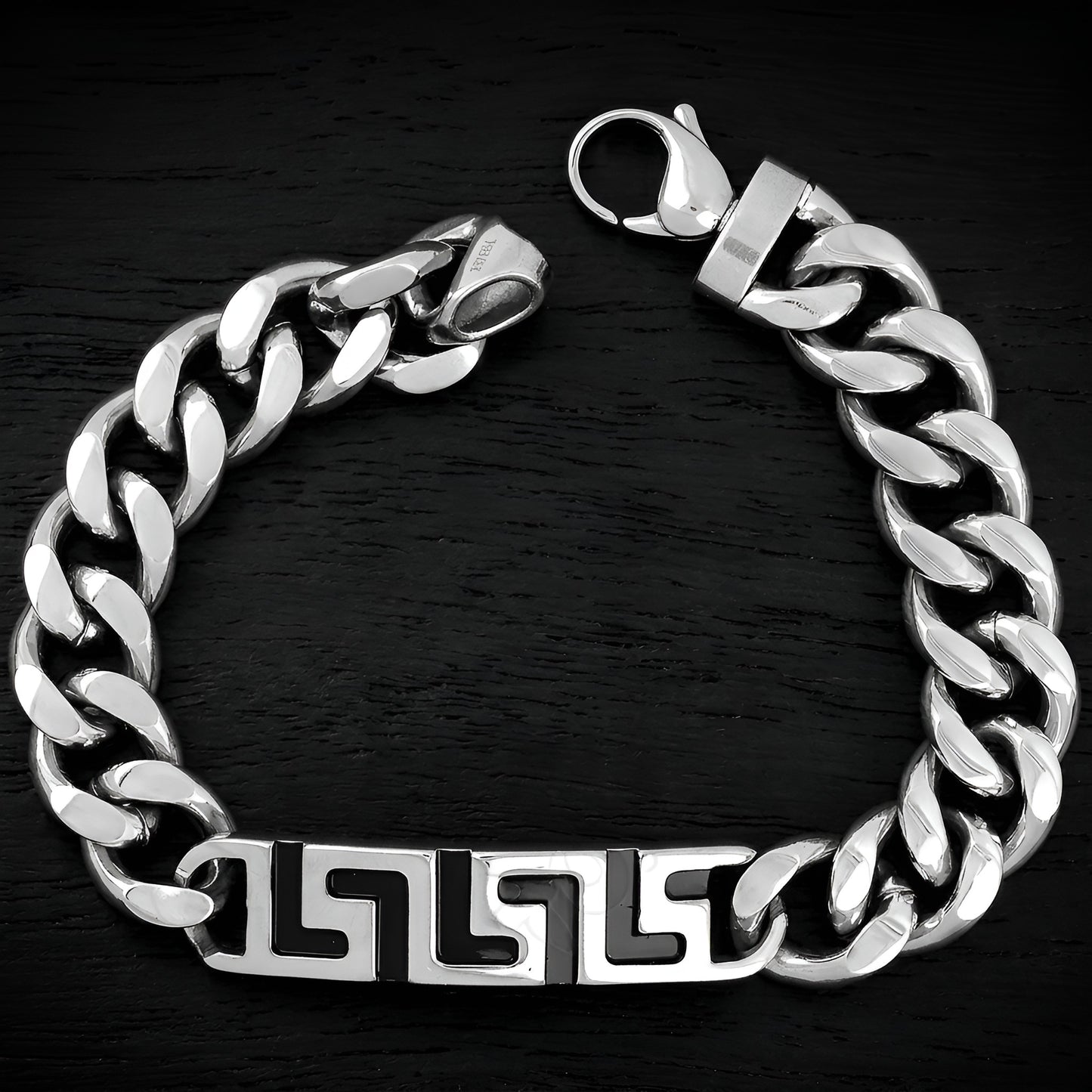 Stainless Steel Greek Key Meander Bracelet Made in Greece