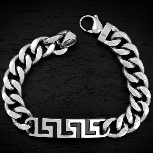 Stainless Steel Greek Key Meander Bracelet Made in Greece