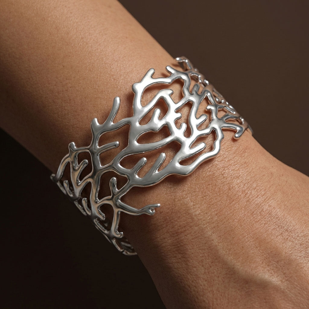 bold modern cuff bracelet worn on wrist