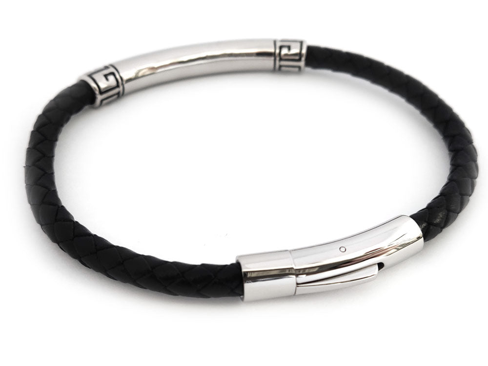 Stylish stainless steel leather bracelet for men and women

