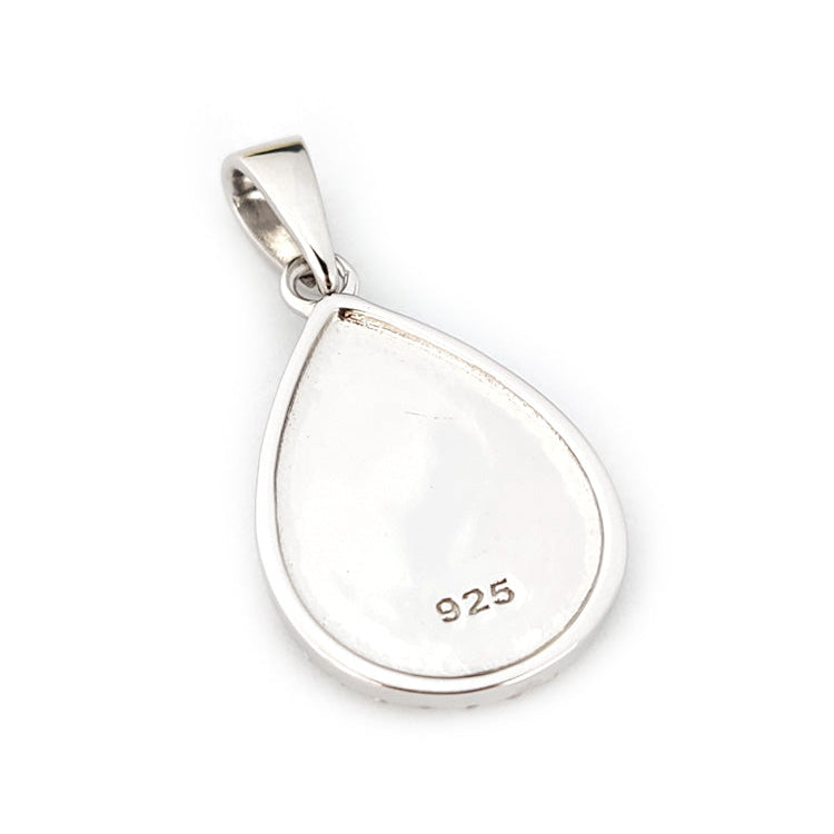 Greek jewelry drop pendant, hallmarked 925, featuring oval blue opal stone