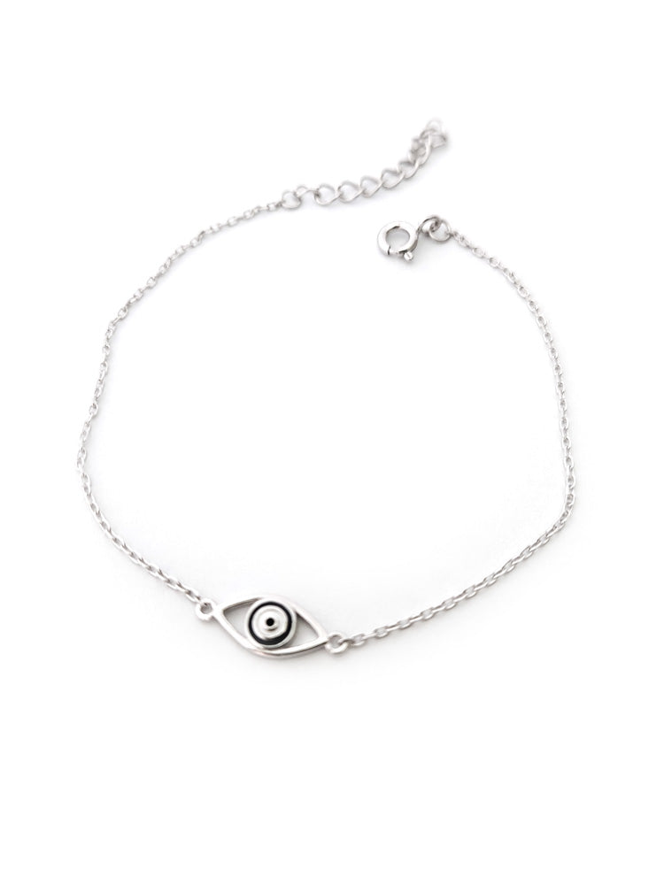 "Adjustable Greek evil eye bracelet in fine 925 silver, hallmarked, 17–19 cm"

