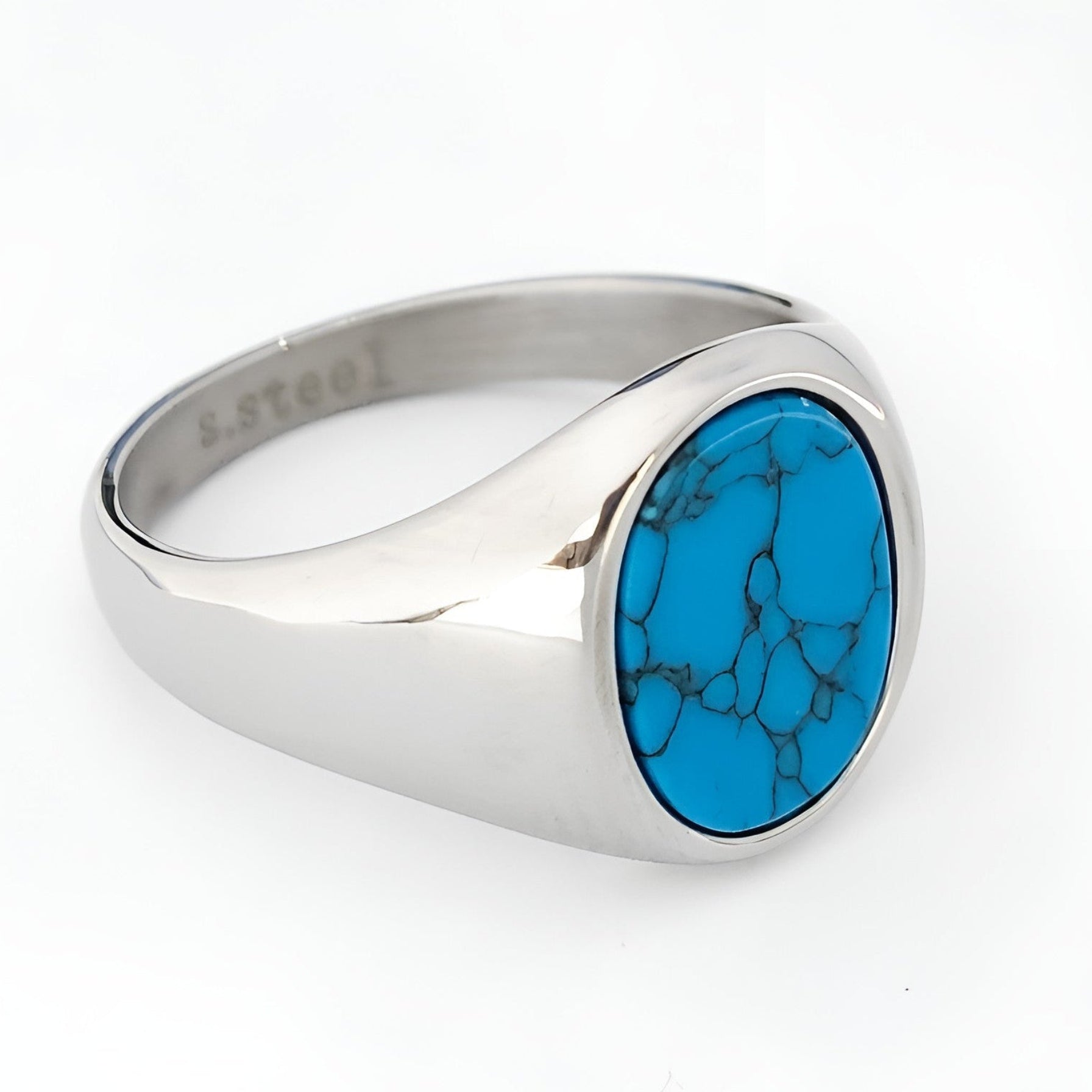 Greek turquoise jewelry stainless steel ring