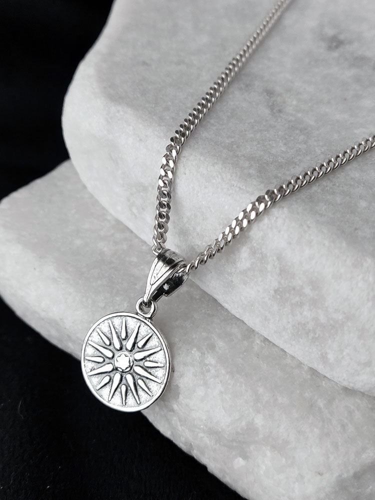 Minimalist Greek sun symbol necklace pendant