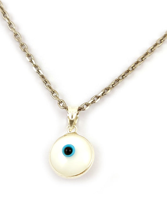 White Evil Eye Nazar Silver Necklace