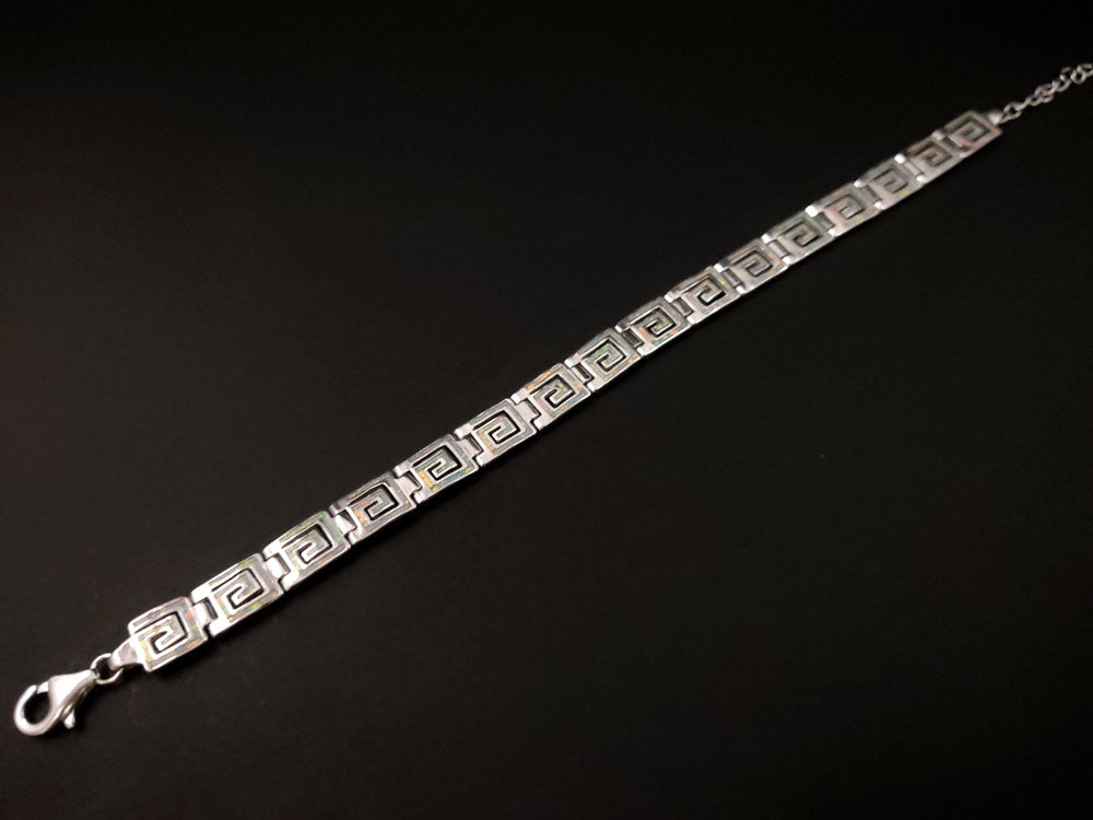 Griechisches weißes Opal-Silberarmband, 8 mm