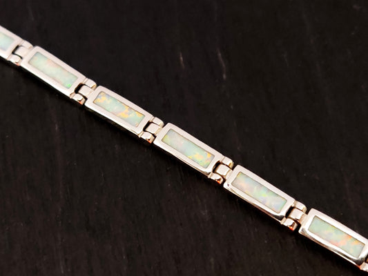 White Opal Silver Bracelet 4mm