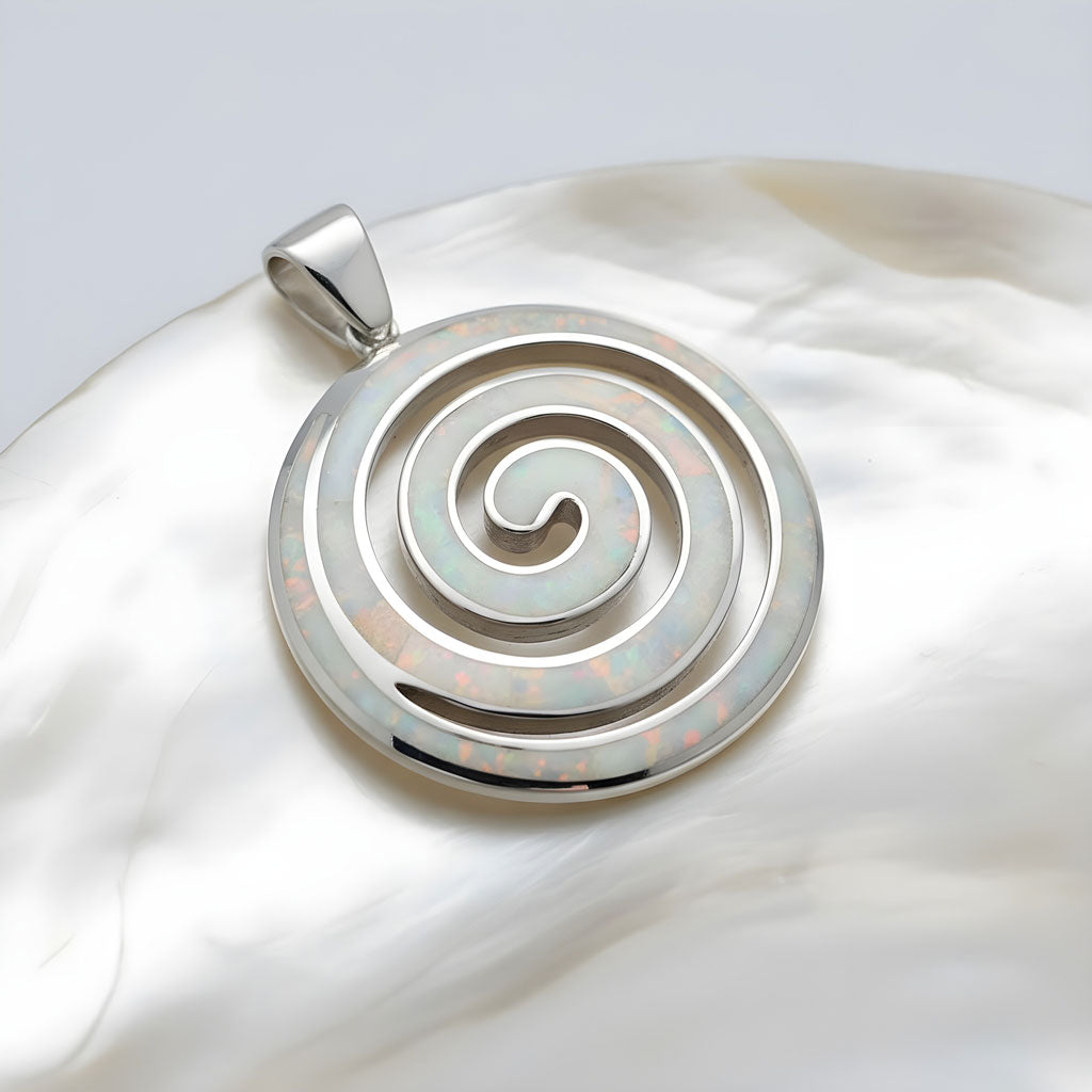 Handmade Greek silver earrings featuring white opal gemstones