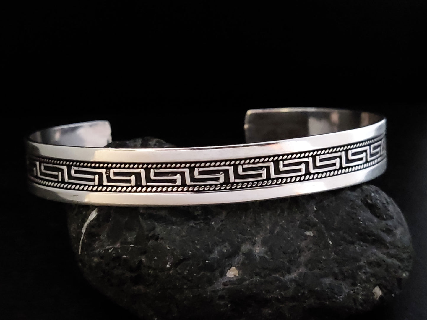 Greek Silver Bracelet Adjustable Men/Women 10mm