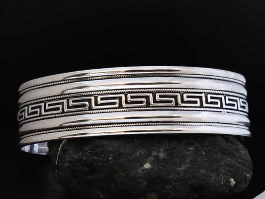 Greek Silver Adjustable Bracelet For Men Women Adjustable Size