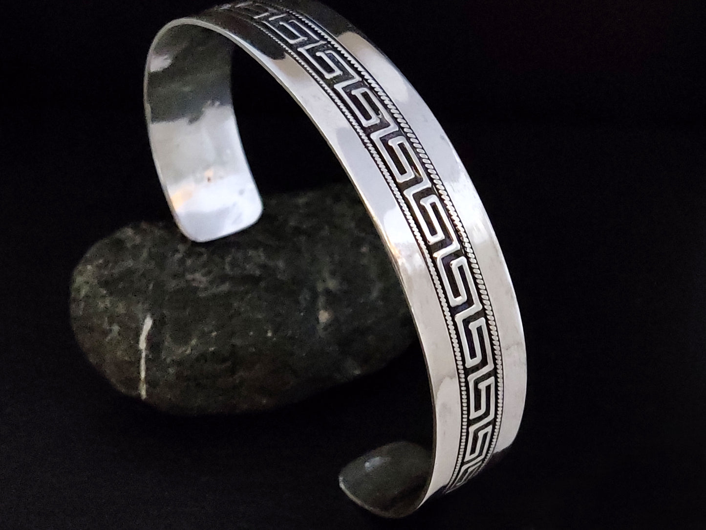 Greek Silver Bracelet Adjustable Men/Women 14mm