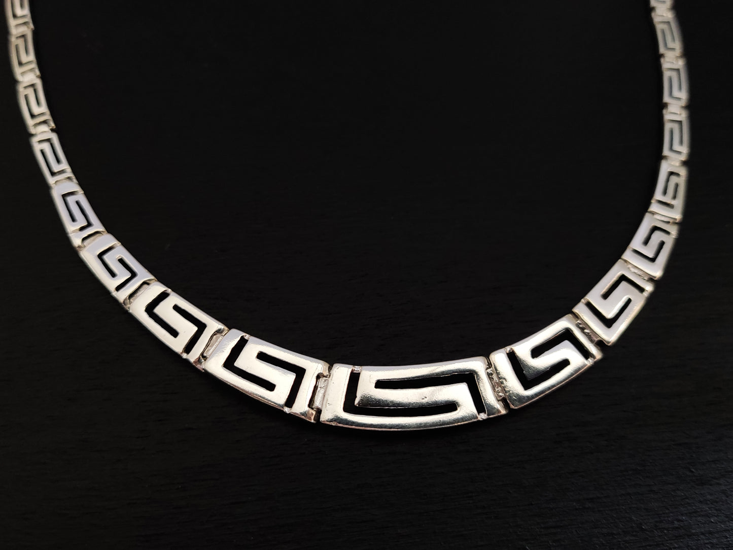 Greek Key Silver Gradual Necklace