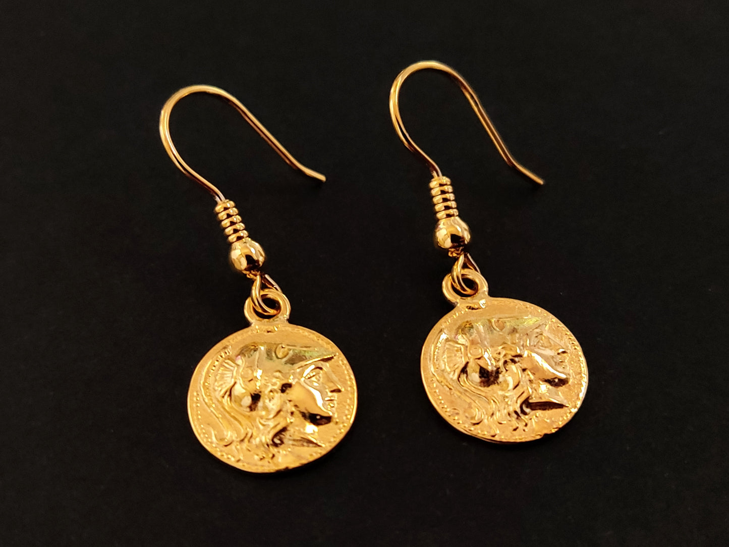 Athena Gold Plated Silver Dangle Earrings 13mm