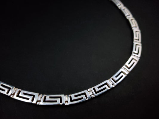 Greek Key Meander Silver Necklace 6mm